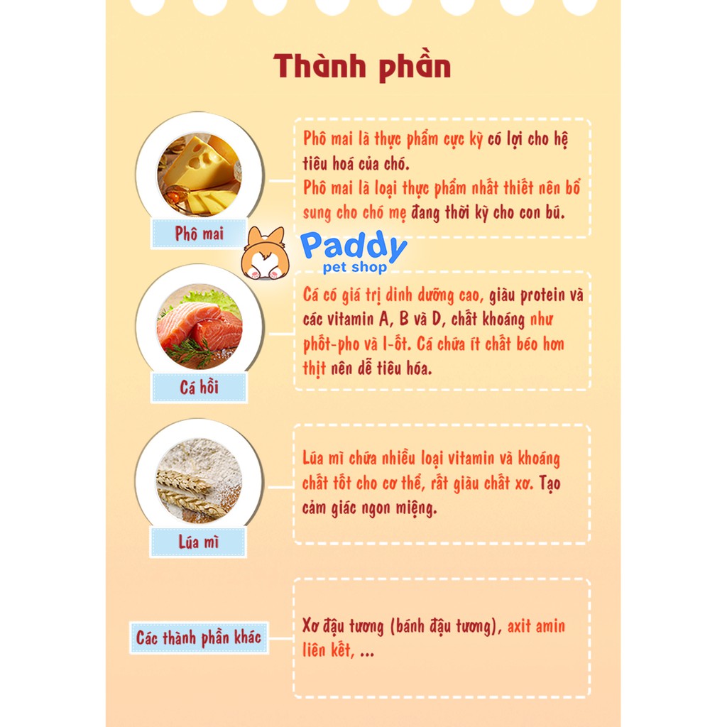 Bánh Thưởng Cho Chó Phô Mai Cuộn Cá Hồi Bowwow Cheese Roll 120g