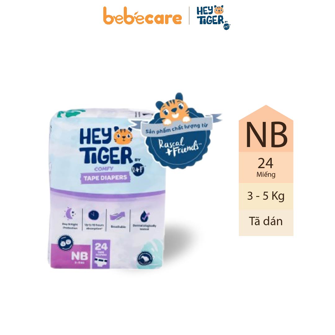 Tã Dán Hey Tiger Size NB 24 Miếng (Bé Từ 3 - 5 Kg)