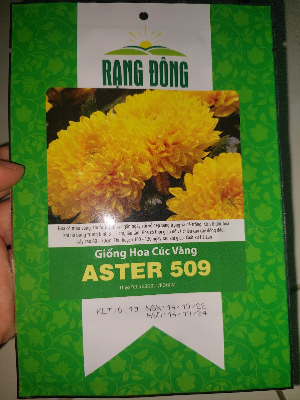 [Seeds] Hạt giống hoa cúc vàng RD509, đóng gói 0,1gr