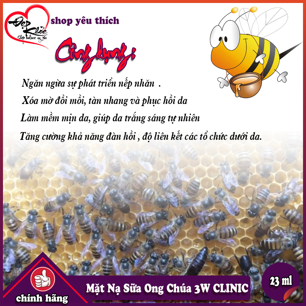[HCM]Mặt Nạ Sữa Ong Chúa 3W CLINIC Hàn Quốc ( Combo 5 Miếng )
