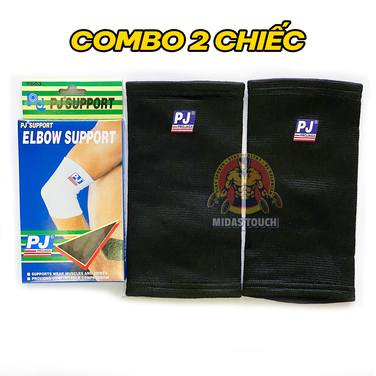 Combo 2 Bó Khuỷu Tay 2 Chiều PJ-603 Freesize - Bảo Vệ Khuỷu Tay Cùi Chỏ Chống Chấn Thương Hỗ Trợ Tập Luyện Thể Thao An Toàn Hiệu Quả - Chất Liệu và Công Nghệ Đài Loan Cao Cấp Co Dãn Định Hình Tốt Cam Kết Sản Phẩm Như Hình