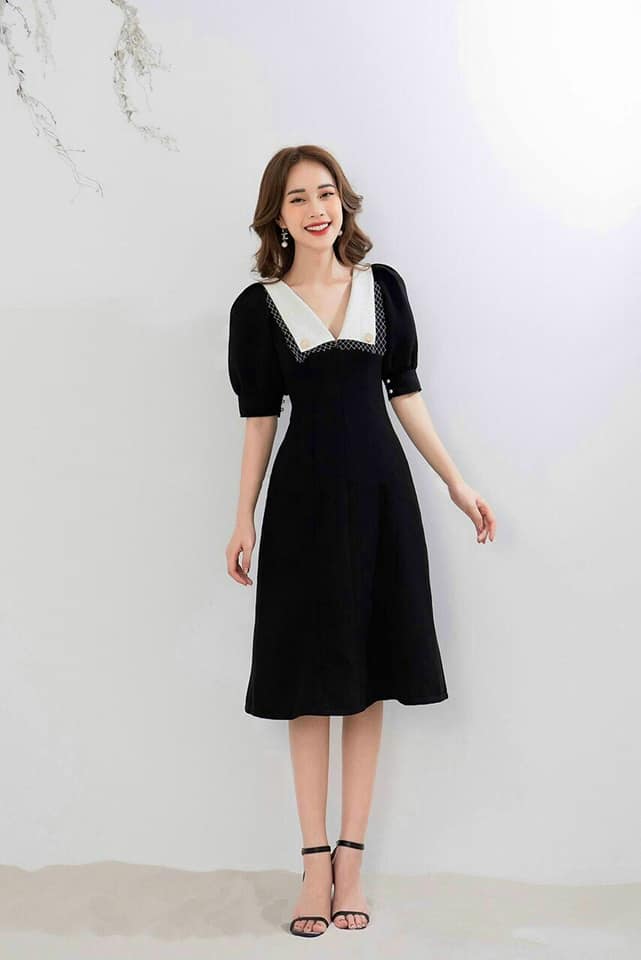 Đầm Xoè Tiểu Thư Tay Phồng
