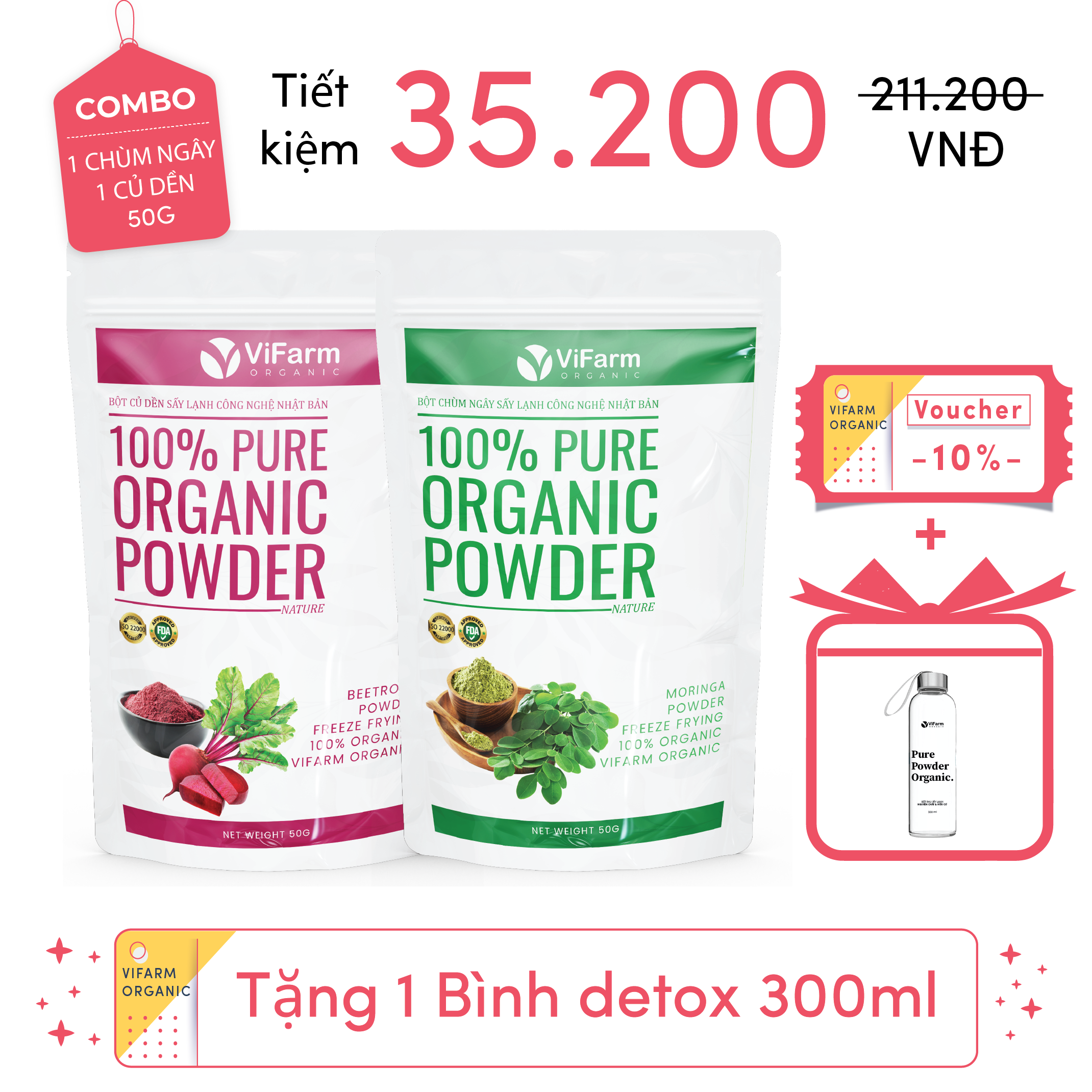Bột Chùm Ngây Nguyên Chất ViFarm 50g
