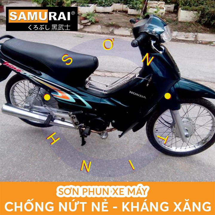 Sơn xịt Samurai màu xanh nhớt Wave H612