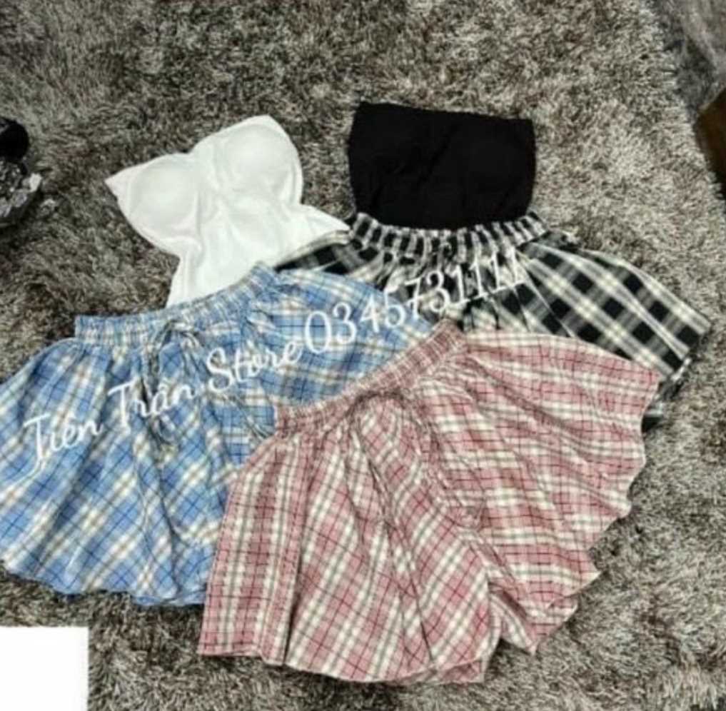 Set caro áo ống chân váy caro cực xinh