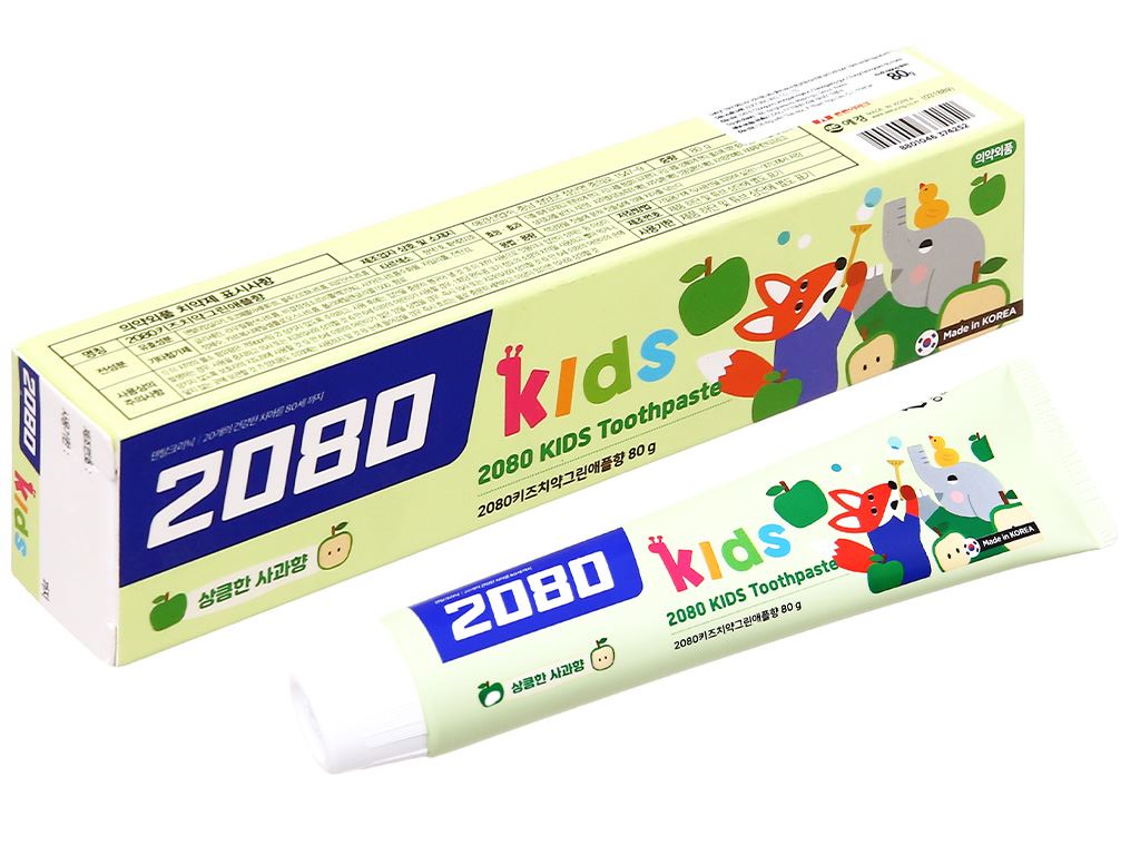 Kem đánh răng cho bé trên 1 tuổi Cao Cấp 80g Hương Táo - Hương Dâu - date 2024 - Được sản xuất tại Hàn Quốc