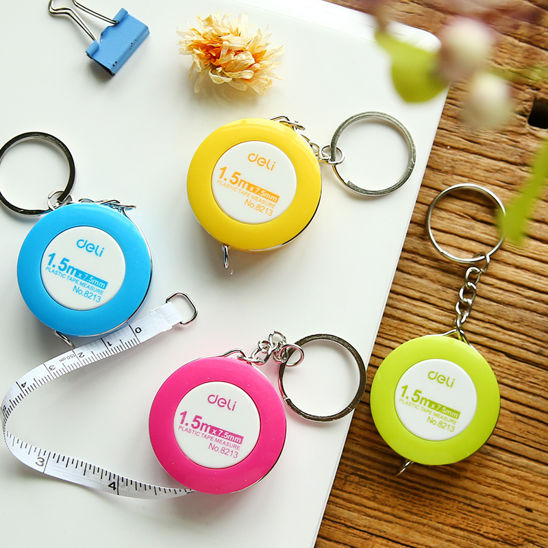 Móc khóa cuộn thước dây 1.5m Deli