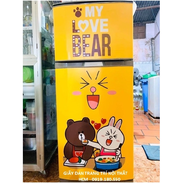 [HCM]Giấy Decal Dán Tủ Lạnh GẤU BROWN - THUTHAODECOR