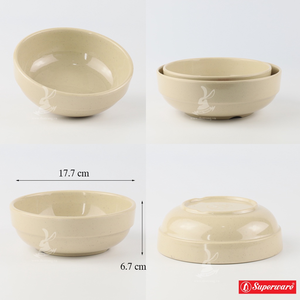 Chén Cơm Màu Nâu Melamine Srithai Superware Thái Lan Cao Cấp