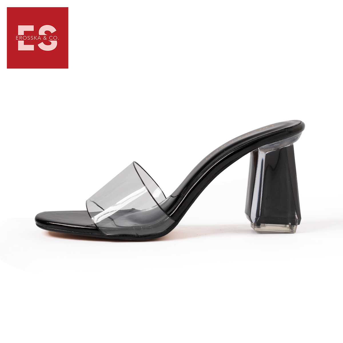 Dép cao gót Erosska quai trong kiểu dáng đơn giản thời trang thanh lịch cao 9cm màu nude - EM040
