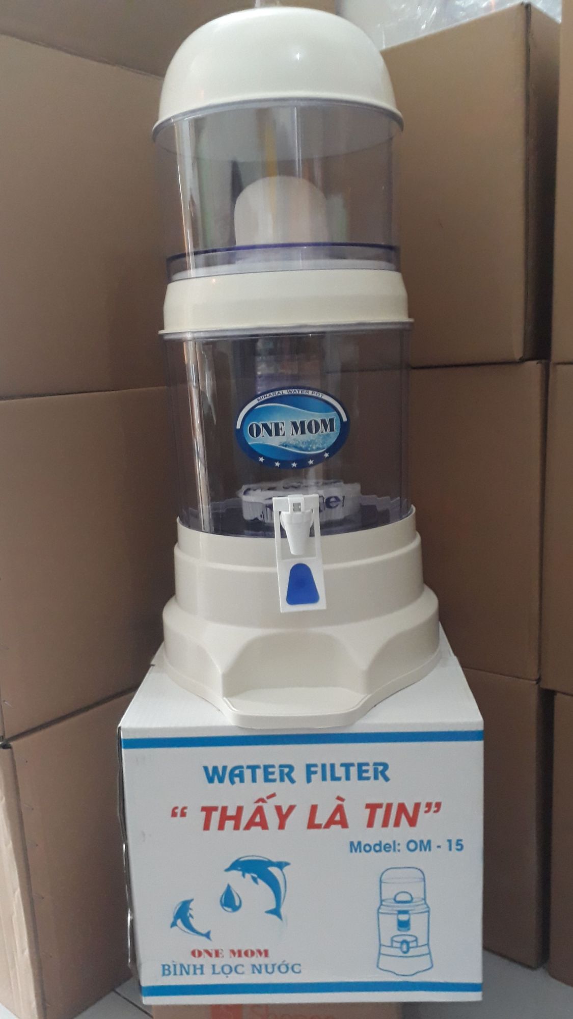 [HCM]Bình lọc nước gđ ONE MOM (15L) vòi trắng