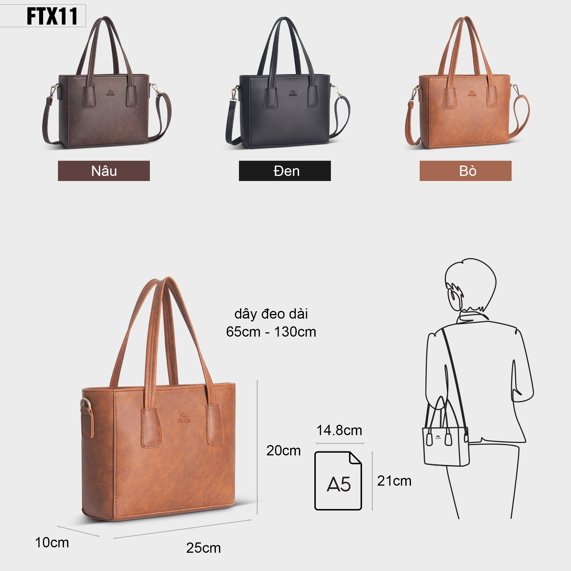 Túi xách nữ đeo chéo FA DO DA FTX11
