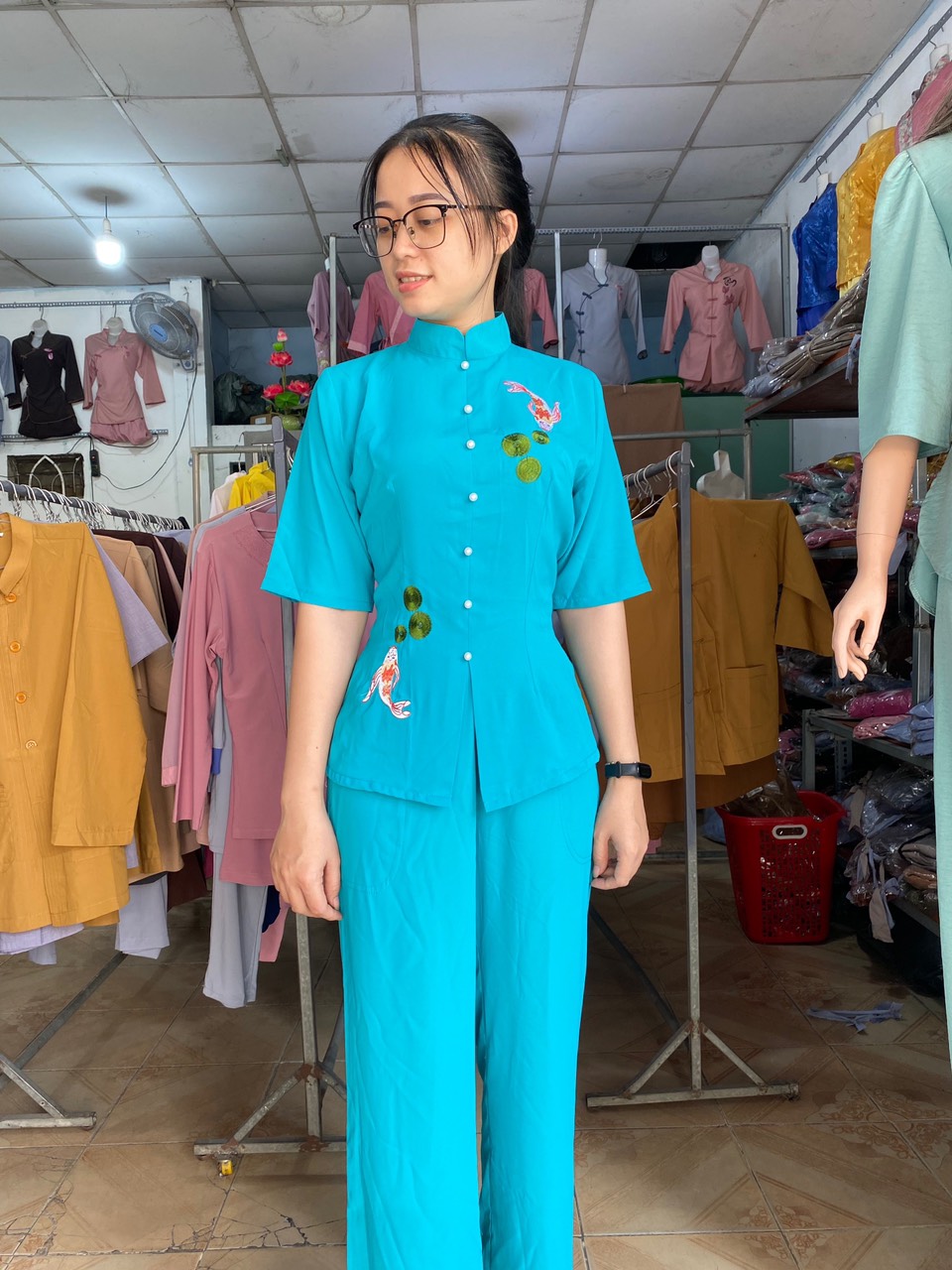 ĐỒ LAM ĐI CHÙA MẪU CÁ NGỌC VẢI LỤA NGỌC