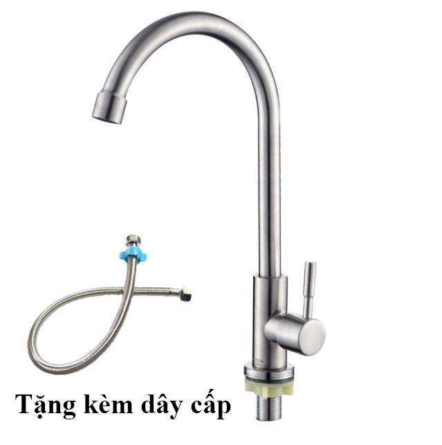 Vòi rửa chén bát xả lạnh cắm chậu RICHTREE - RT02 Vòi rửa chén inox sus 304 nguyên khối chống hoen gỉ , vòi rửa chén xoay 360 độ + Bảo hành 03 năm + Tặng kèm dây cấp