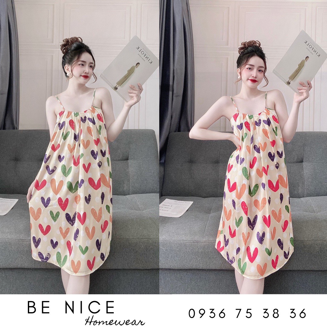Váy lụa xếp li mặc nhà nhiều họa tiết xinh xắn