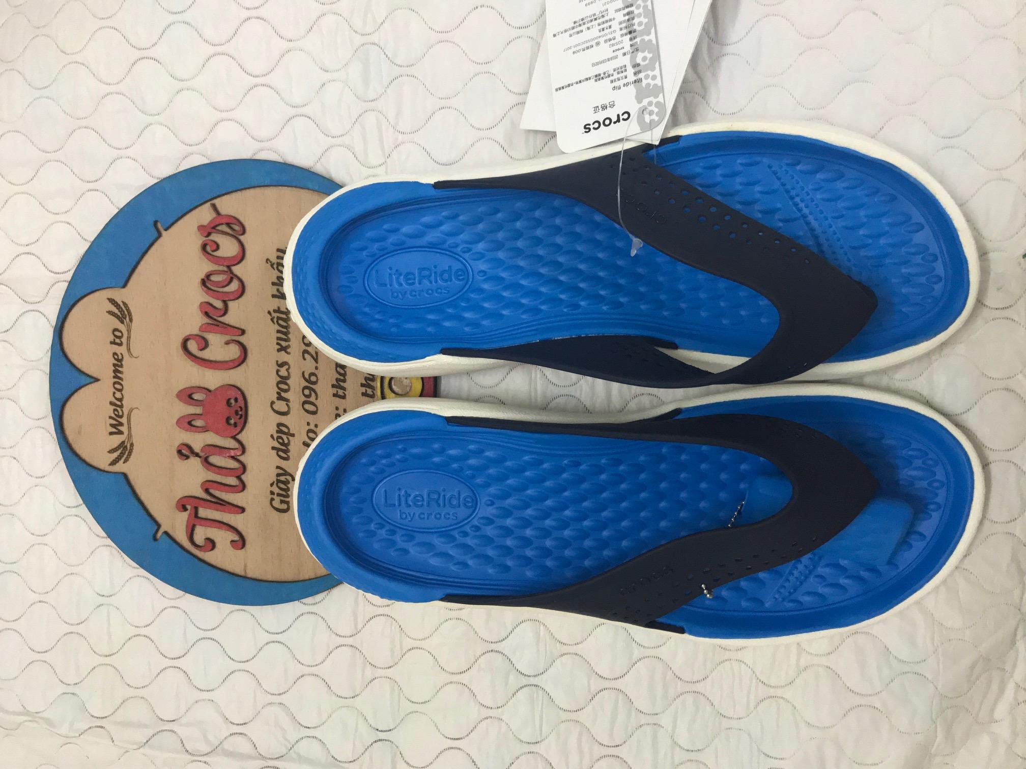 Dép xỏ ngón Crocs LiteRide siêu êm (Blue/trắng)