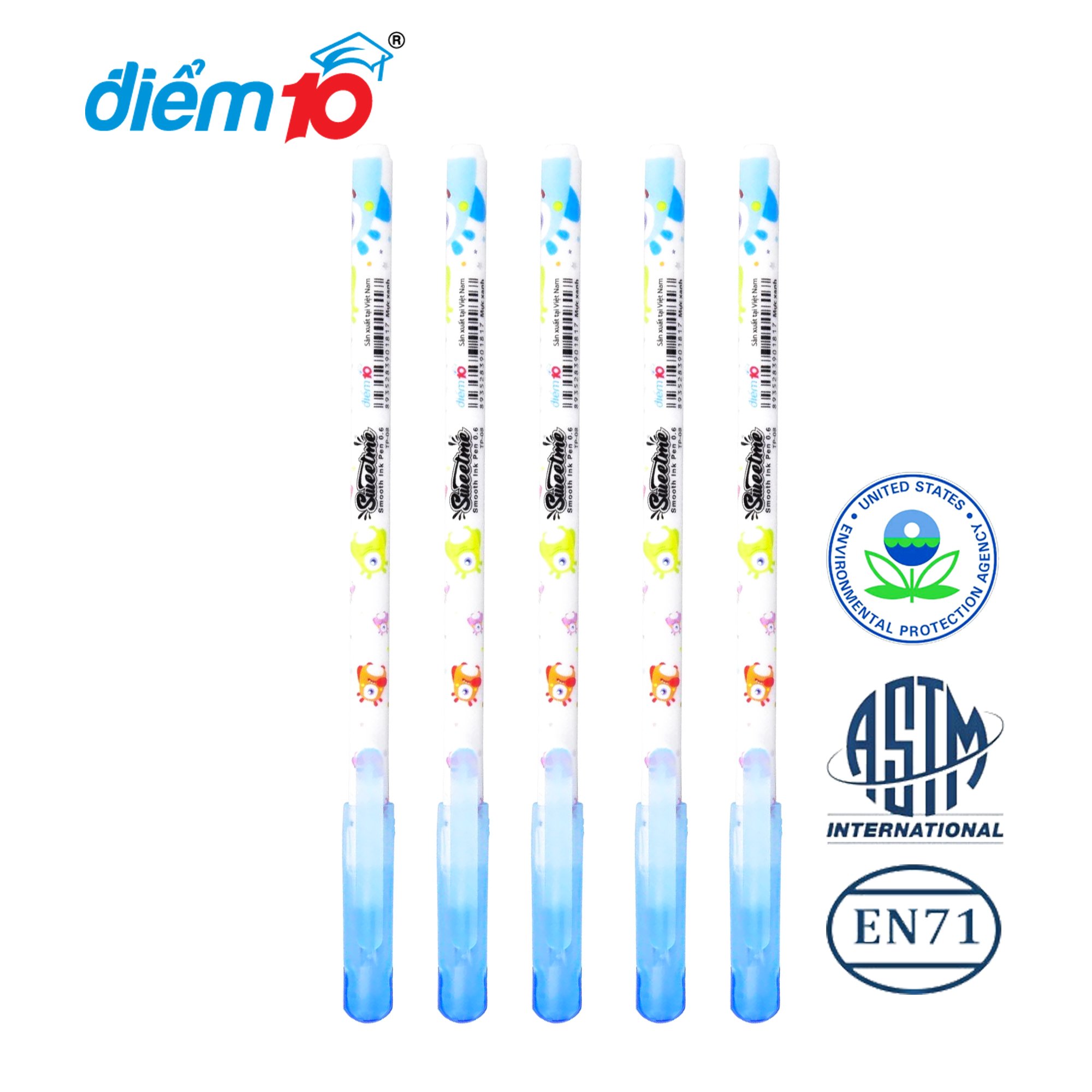 Com bo 3 Bút bi nến Thiên long TP 08 Xanh/đen