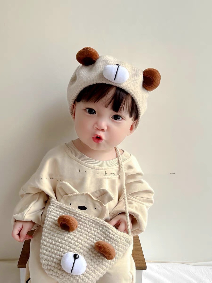Mũ nồi chất liệu len hình cún dễ thương cho bé