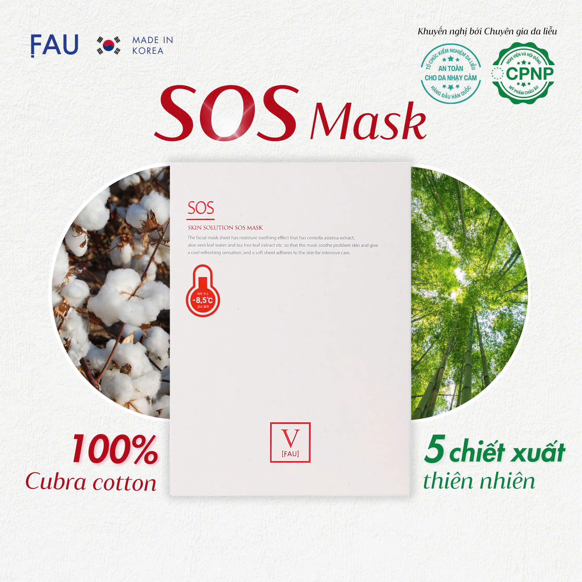 [FAU SOS Mask] – Mặt nạ làm lạnh, làm dịu, giảm đỏ (10 miếng/hộp)