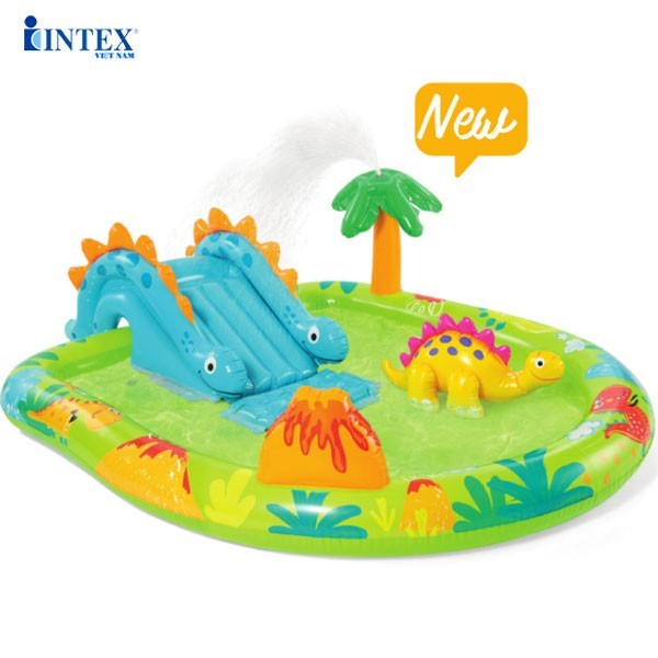 Bể bơi phao cầu trượt khủng long có vòi phun mưa INTEX 57166