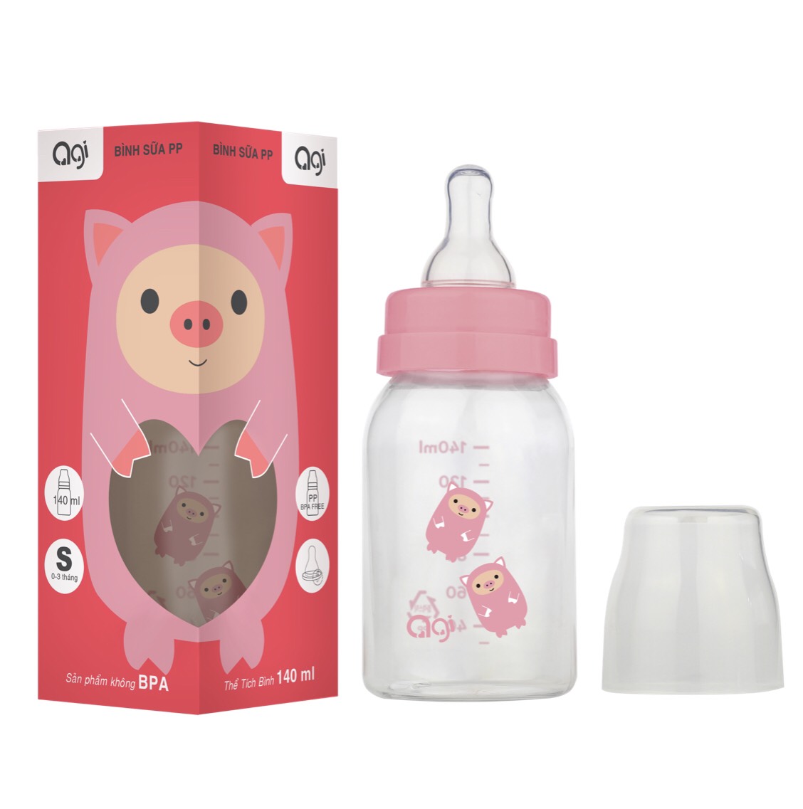 Bình sữa PP Agi cổ hẹp 60/140/250ml