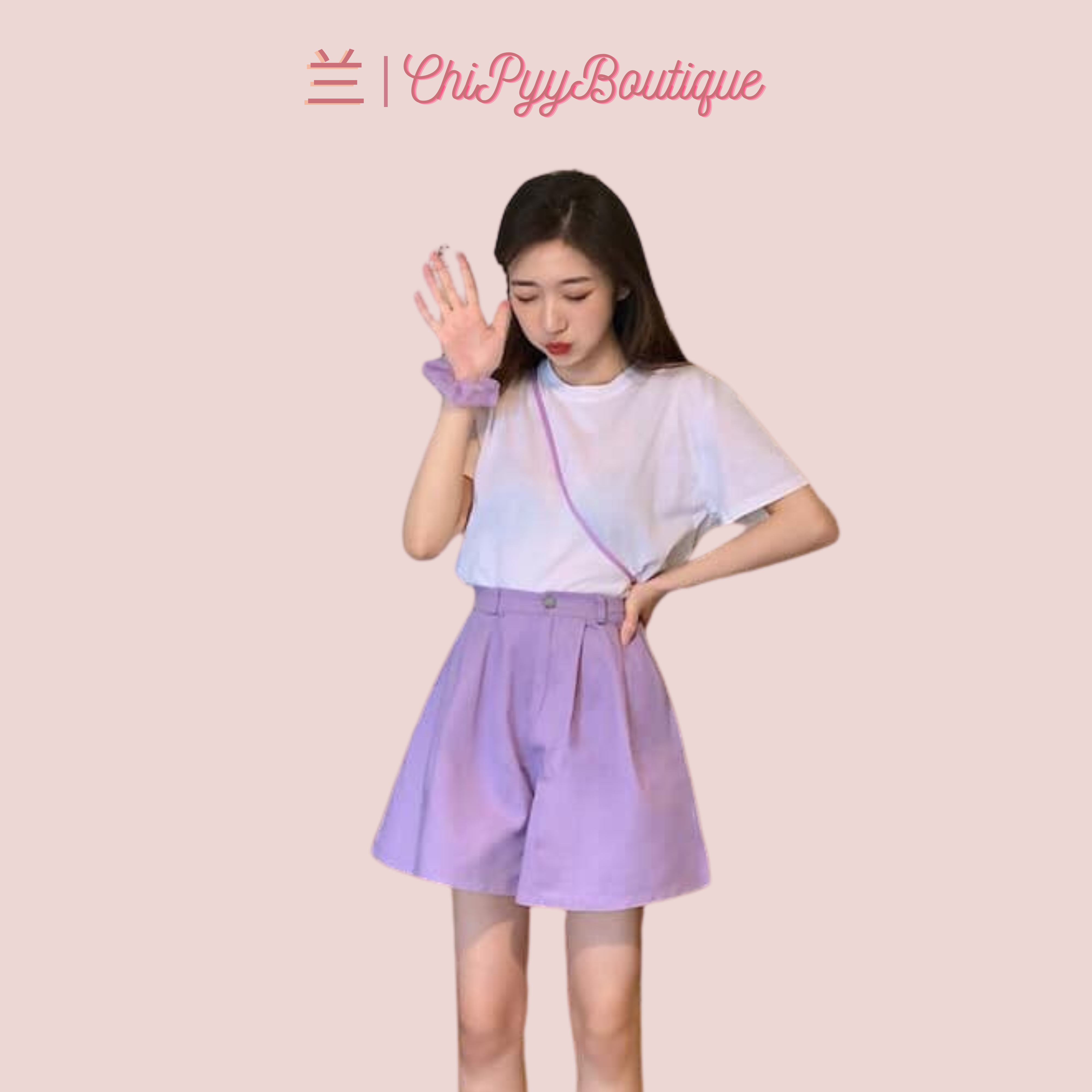 Quần shorts đùi kaki ống rộng dài trên gối màu trơn basic unisex 3 màu tím - đen - kem mặc mát lưng dây kéo form chuẩn freesize dưới 60kg - ChiPyyBoutique