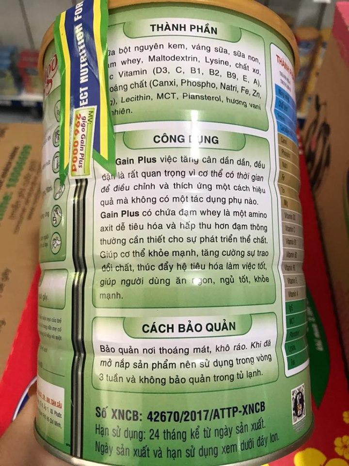 Sữa bột Gigo Gain Plus lon 900g (dành cho người gầy - biếng ăn)