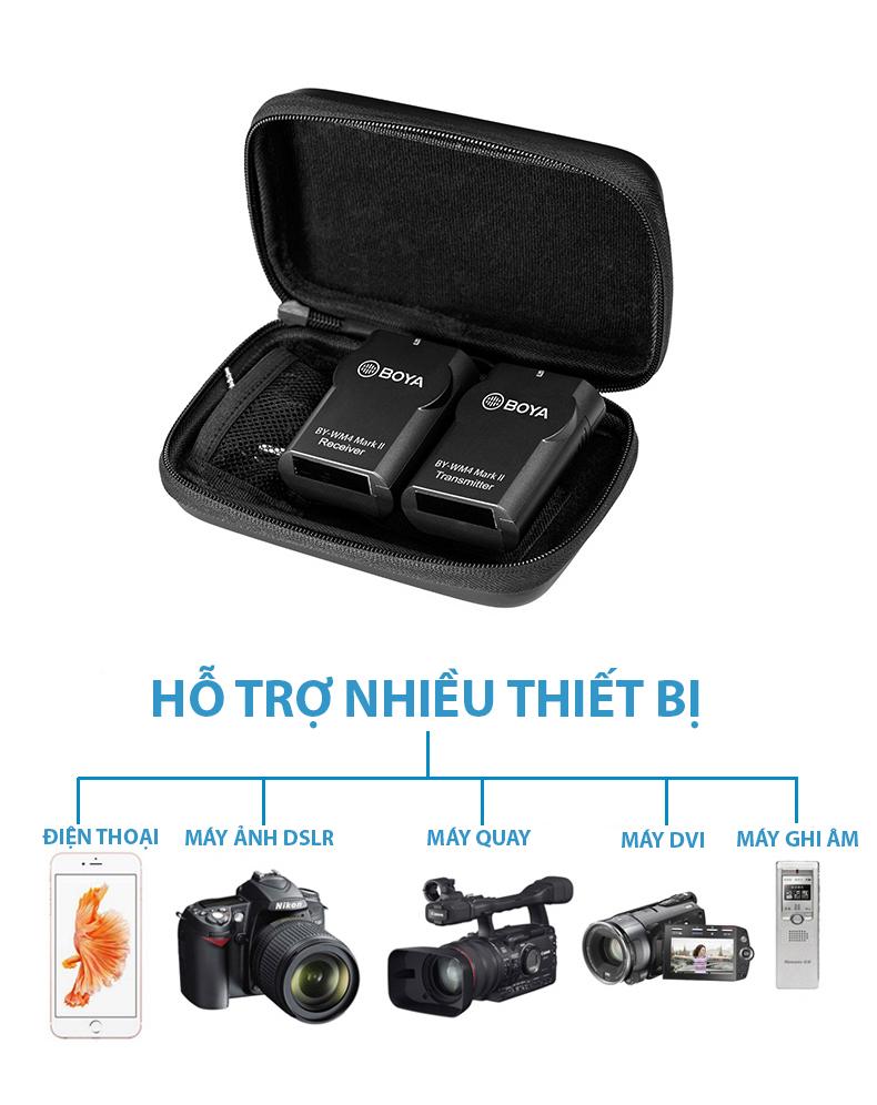 Micro không dây cài áo cho điện thoại, máy ảnh Boya BY-WM4 Mark II - WM4 Mark 2 - WM4 Thế hệ thứ 2
