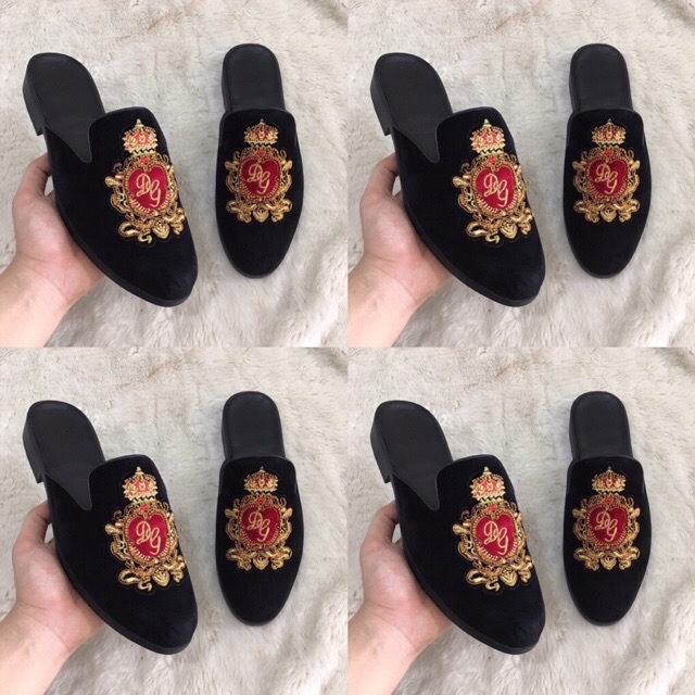 giày sục nam da mờ logo đỏ nổi bật from đẹp