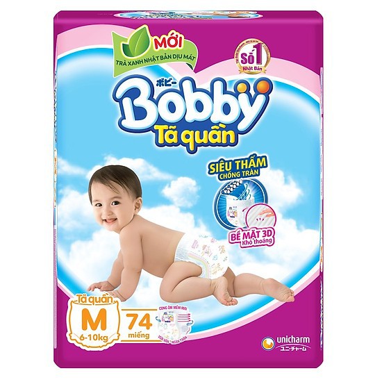 [Tặng thêm 12 miếng] Tã quần Bobby M74/L68/XL62/XXL56