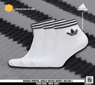 [ HÀNG CHÍNH HÃNG ] Vớ Adidas Trefoil Ankle Socks White Trắng ( EE1152 ) - REAL AUTHENTIC 100% thumbnail
