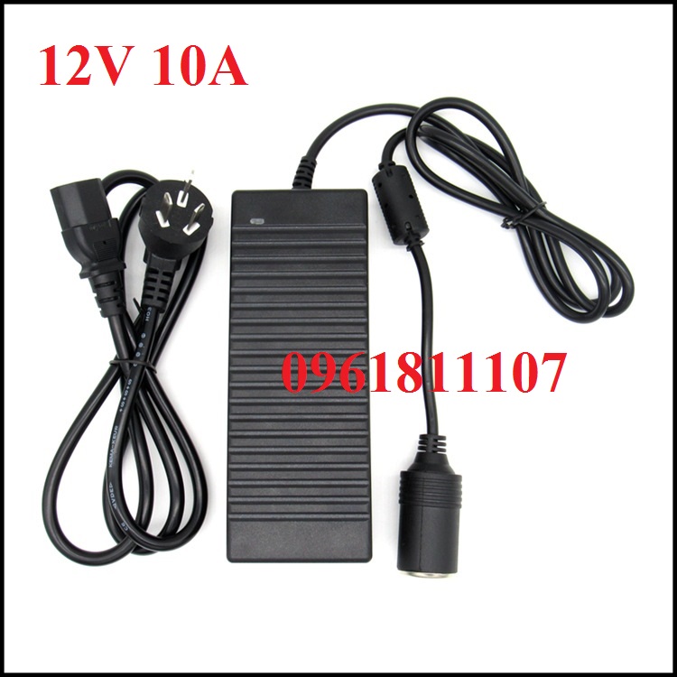 Adapter 12V 10A đầu tẩu cho máy bơm lốp, Adapter tẩu thuốc 12V 10A cho máy bơm hơi, adapter cho máy bơm hơi, adaptor máy bơm hơi
