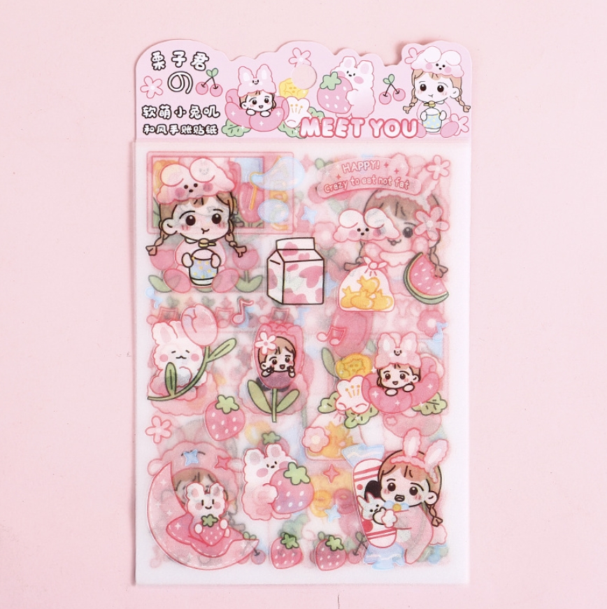 Bộ 4 tấm sticker hình dán Pink point | BSB089