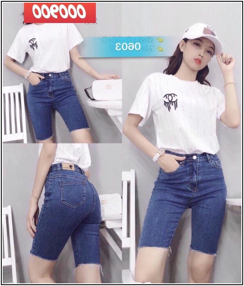 quần jean nữ LỬNG NGỐ MÀU XANH ĐẬM tua lai siêu xinh XĐ/7