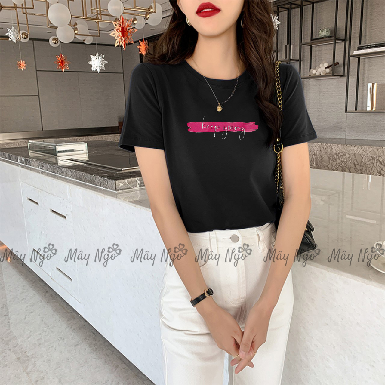 Áo thun nữ thun thái cao cấp co giãn in chữ