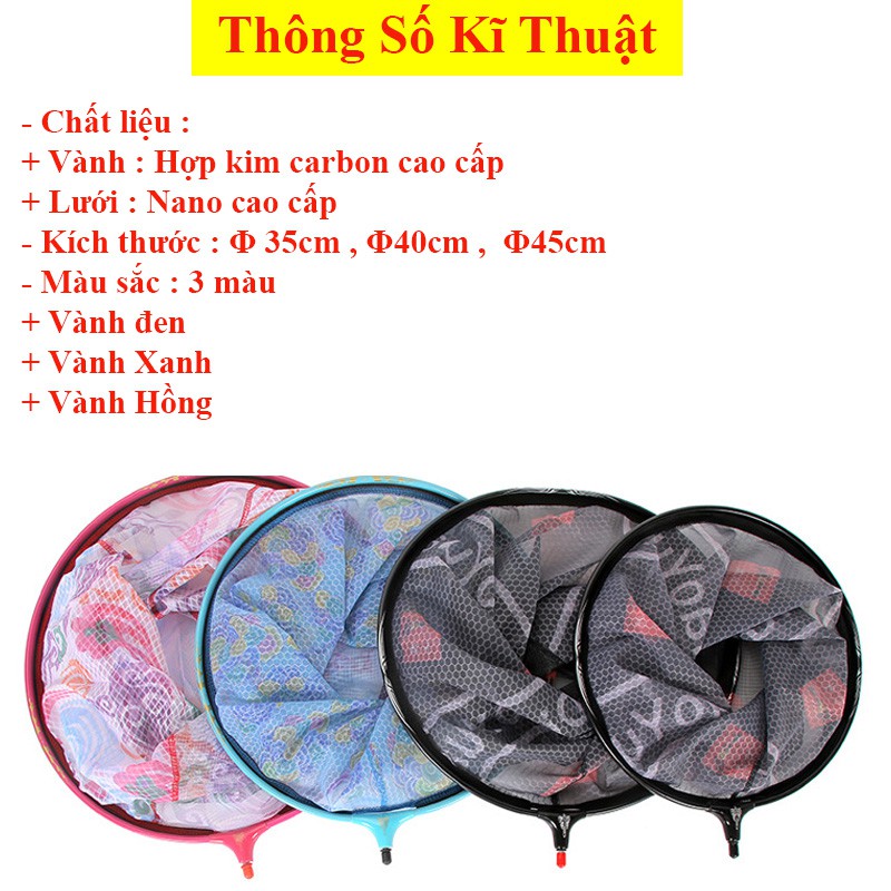 [Cao Cấp] Mặt Vợt Cá Carbon vành tròn 35cm 40cm Chuyên Câu Đơn Câu Đài LK-2