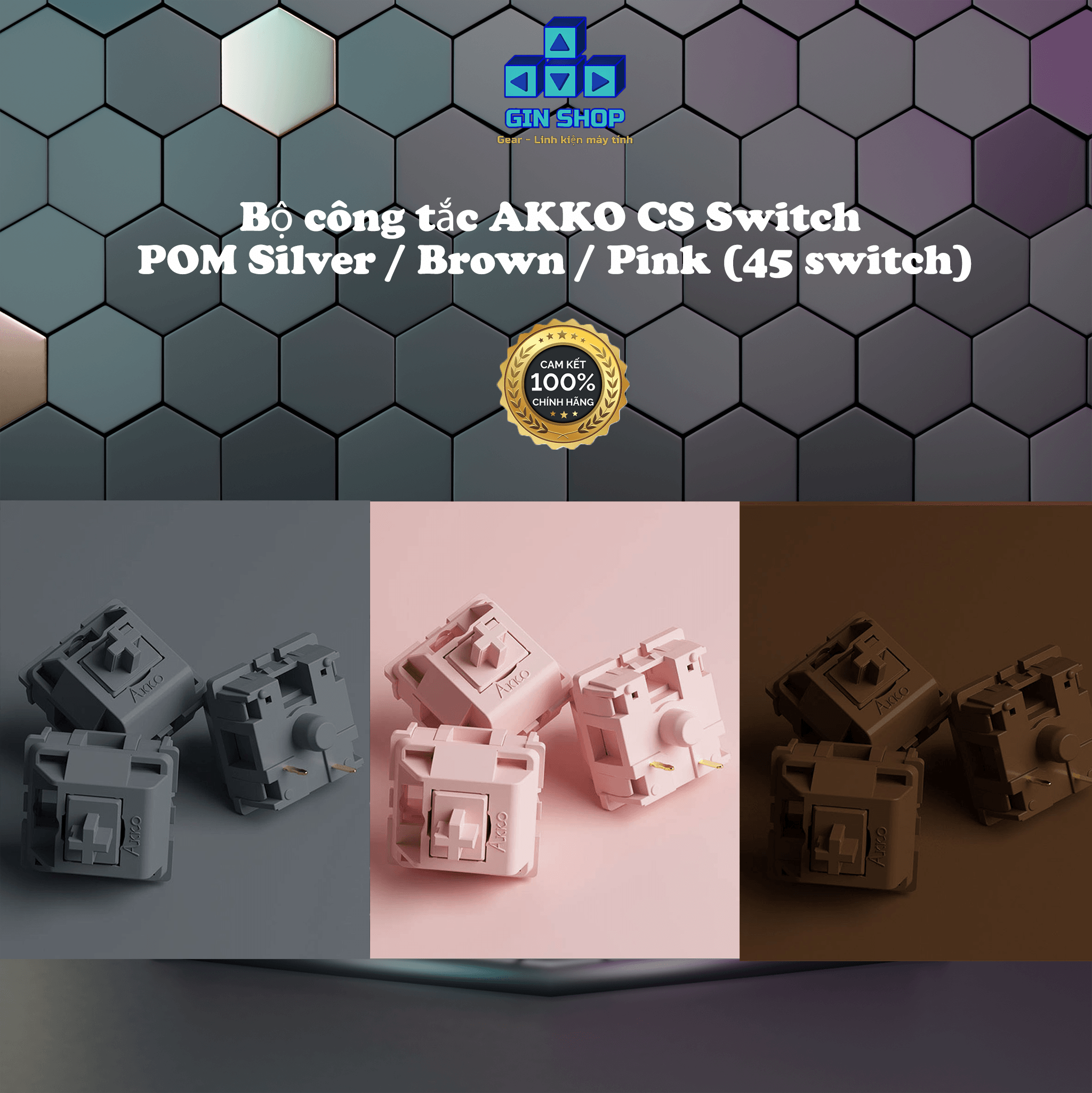 AKKO CS Switch – POM Silver - Brown - Pink (45 switch)