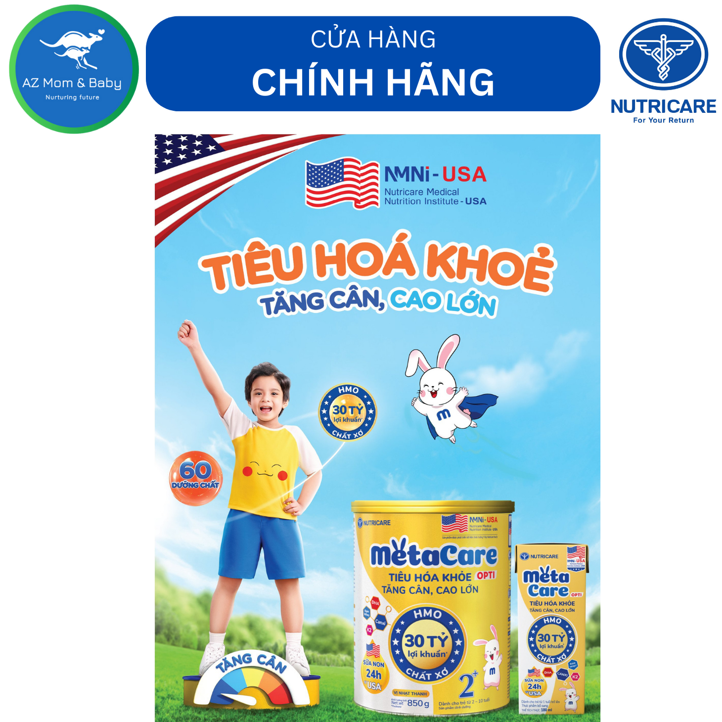 Thùng sữa bột pha sẵn Nutricare Metacare OPTI GOLD (110ml x 48 hộp)