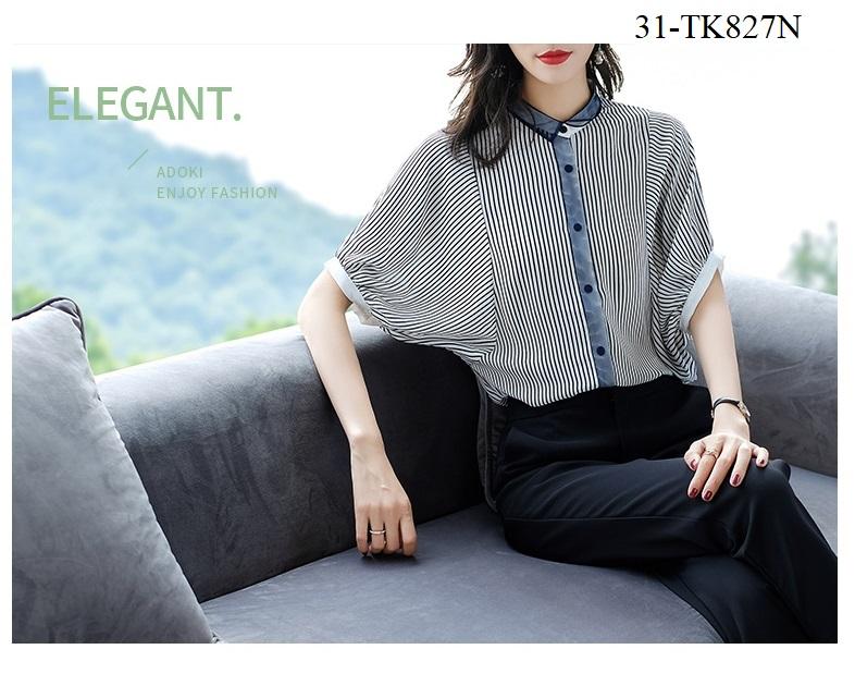 TK827N-ÁO SƠ MI SỌC TAY CÁNH DƠI S-6XL