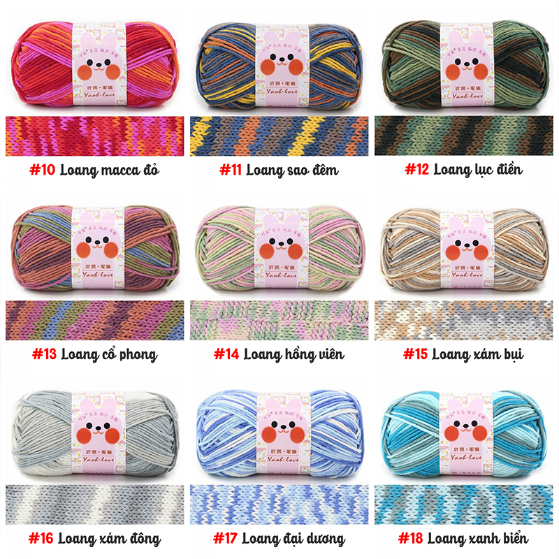 Len Yaoh Wool Love Bảng Màu Loang (cuộn 100gr)