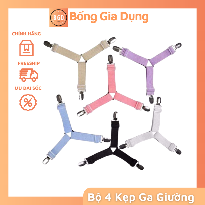 Bộ 4 kẹp ga giường drap chống xê dịch giữ ga giường cố định