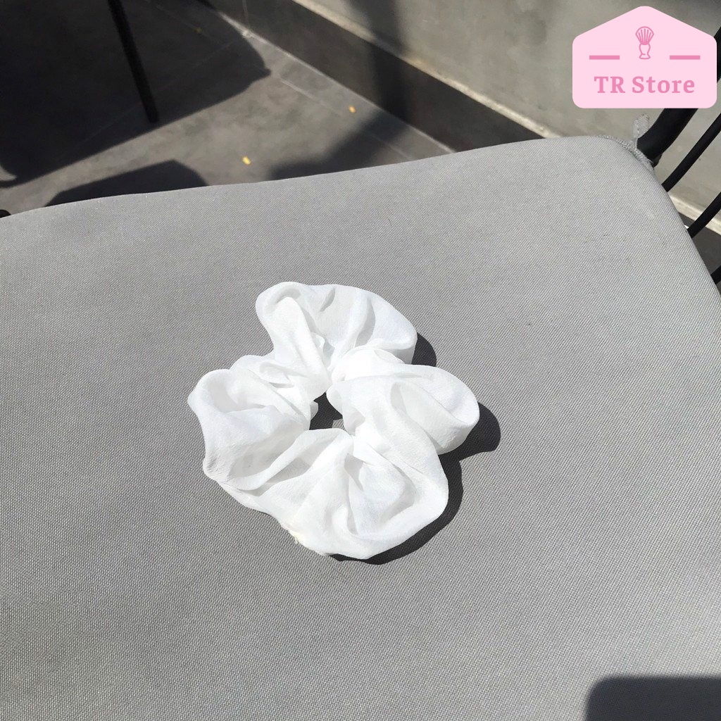 Scrunchies voan lụa gam màu Pastel dịu dàng buộc tóc