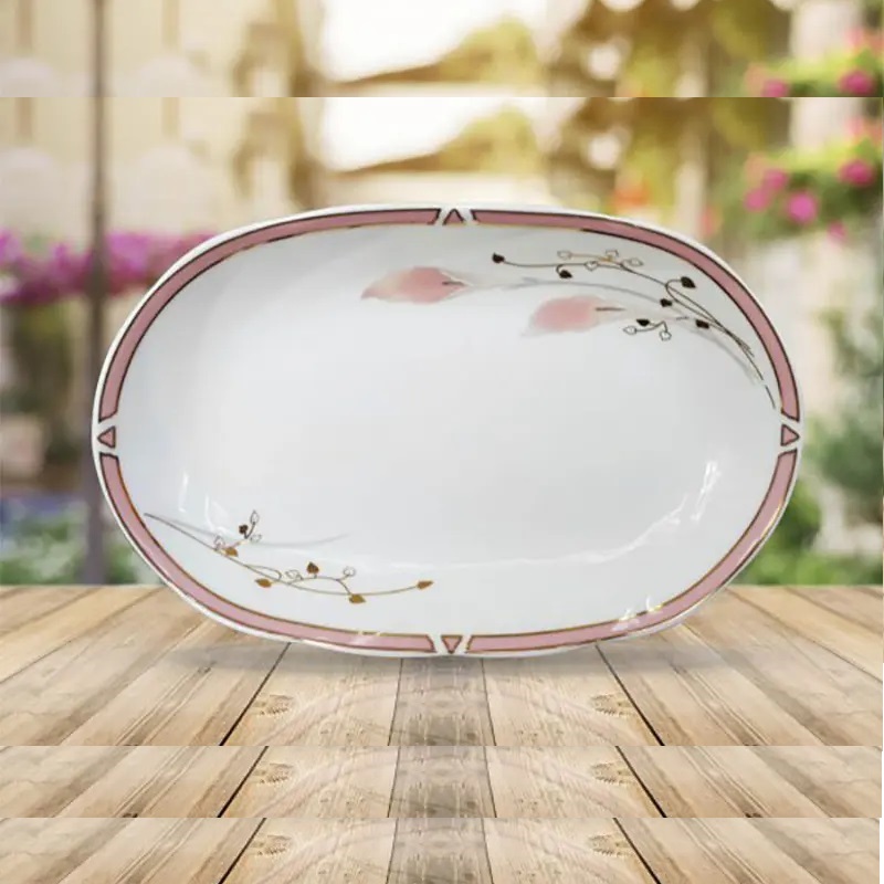 (Cam kết đổi trả khi bể vỡ) Đĩa xoài hoa lan hồng 1012 sứ chuan kuo nhập khẩu cao cấp