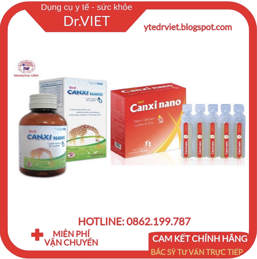 [HCM]Sirô CANXI NANO Mediphar chính hãng chai 120ml màu xanh Bổ sung canxi và các vitamin cho cơ thể hỗ trợ sự phát triển hệ xương cho trẻ nhỏ và chống loãng xương cho người già phụ nữ có thai và cho con bú