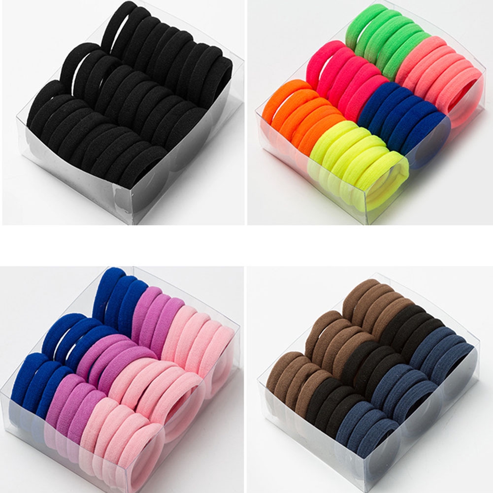 Set 10 Dây Thun Cột Tóc Màu Trơn Đa Dạng Thời Trang Cho Nữ