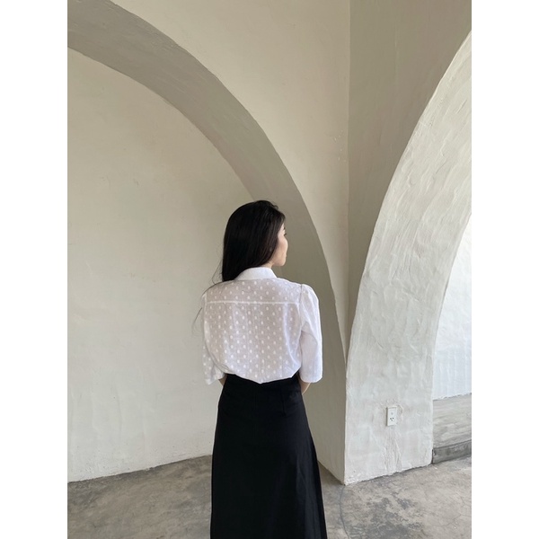 Áo Trắng Có Cổ - Chấm Bi [A017 - Senbe Clothing]