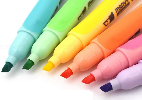 Bút đánh dấu highlight màu pastel, Marvy