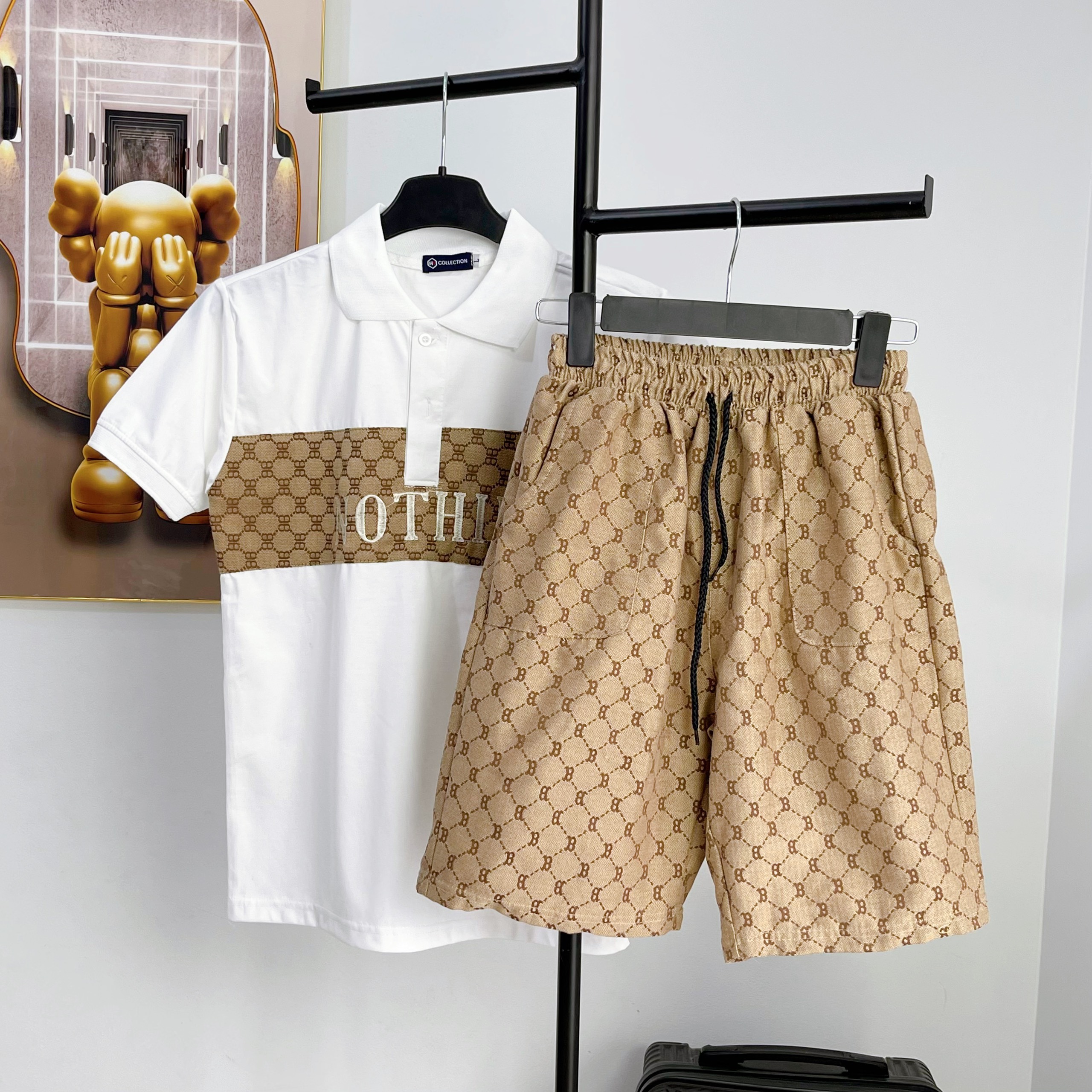 Set bộ thun nam nữ phối chữ mặc thoáng mát