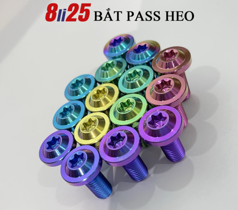 1 con Ốc 8li25 Dù Dày Titan Gr5 gắn pass heo Honda , gác chân sau Ex , Win , Sirius