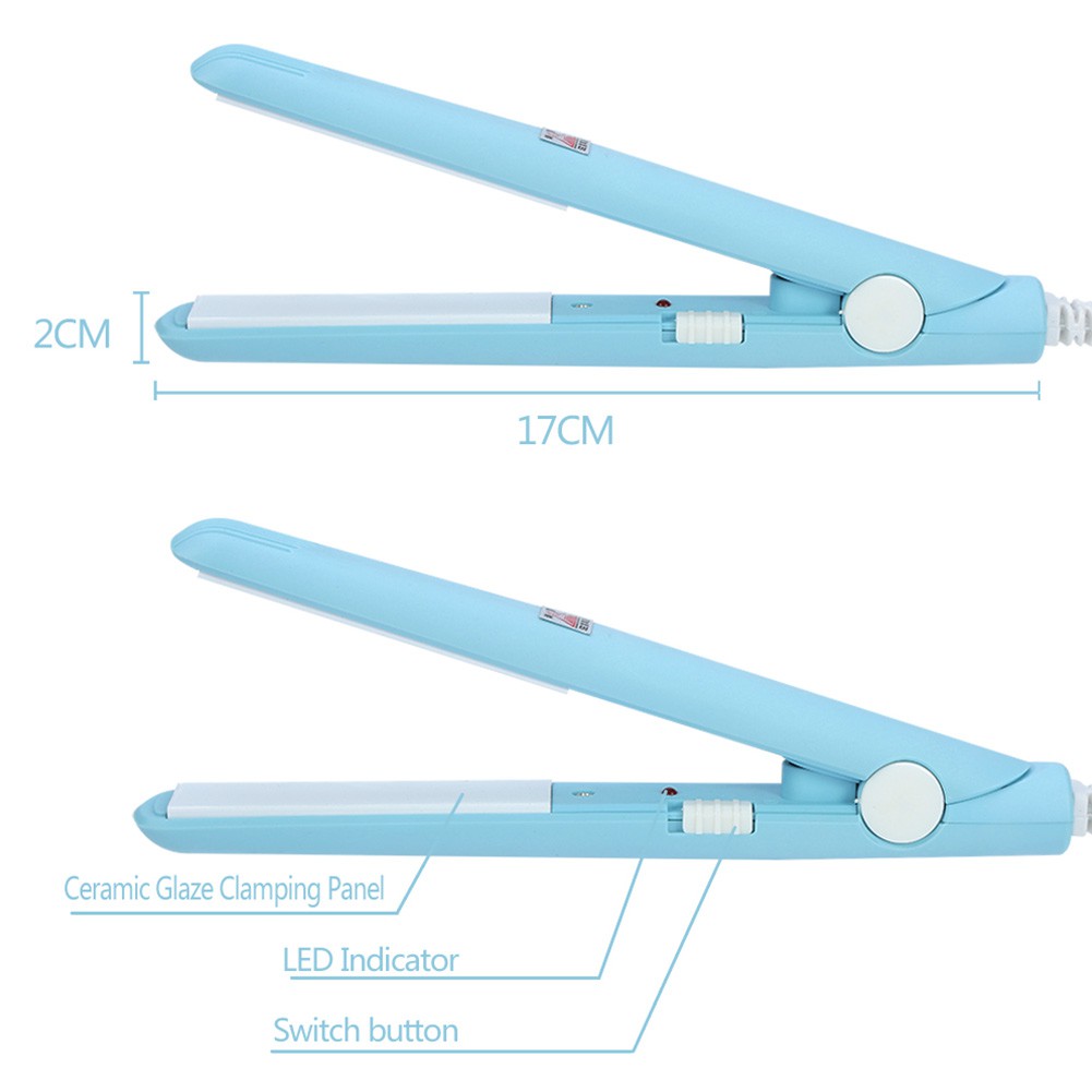 Máy là, uốn, duỗi tóc mini Nova kitty - Màu xanh